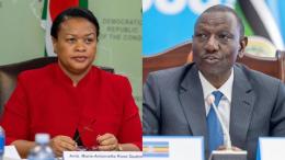 A photo collage of APRM CEO Marie-Antoinette Rose Quatre and President William Ruto