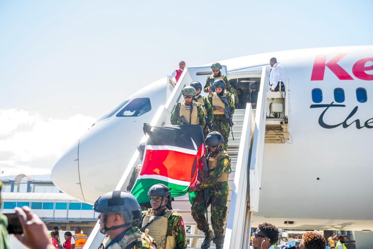 File image of Kenyan police officers arriving in Haiti.