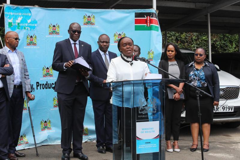 Health CS Deborah Barasa addressing the Media.