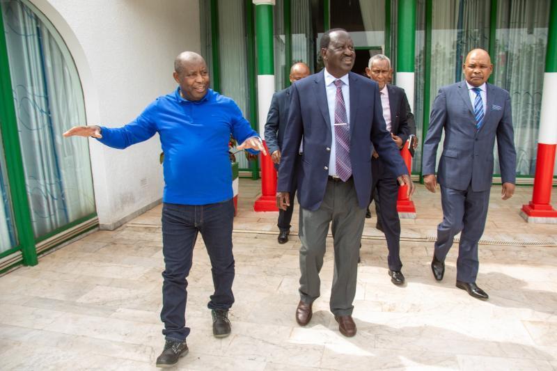 File image of Raila Odinga and President Evariste Ndayishimiye of Burundi.