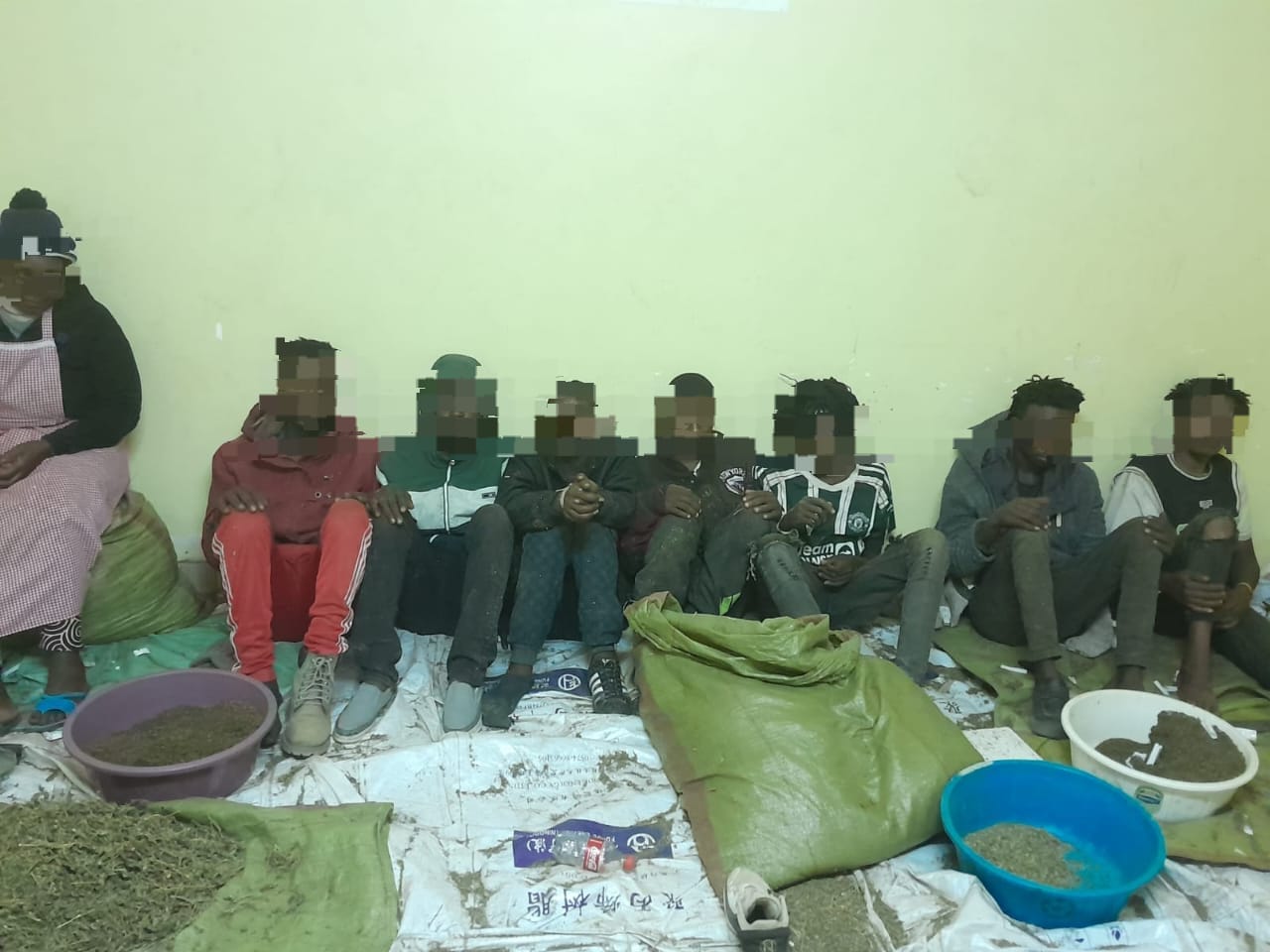 File image of 8 suspects arrested with sacks of bhang.