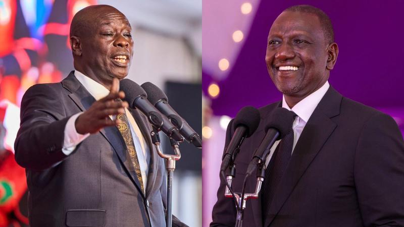 A photo collage of Rigathi Gachagua and William Ruto