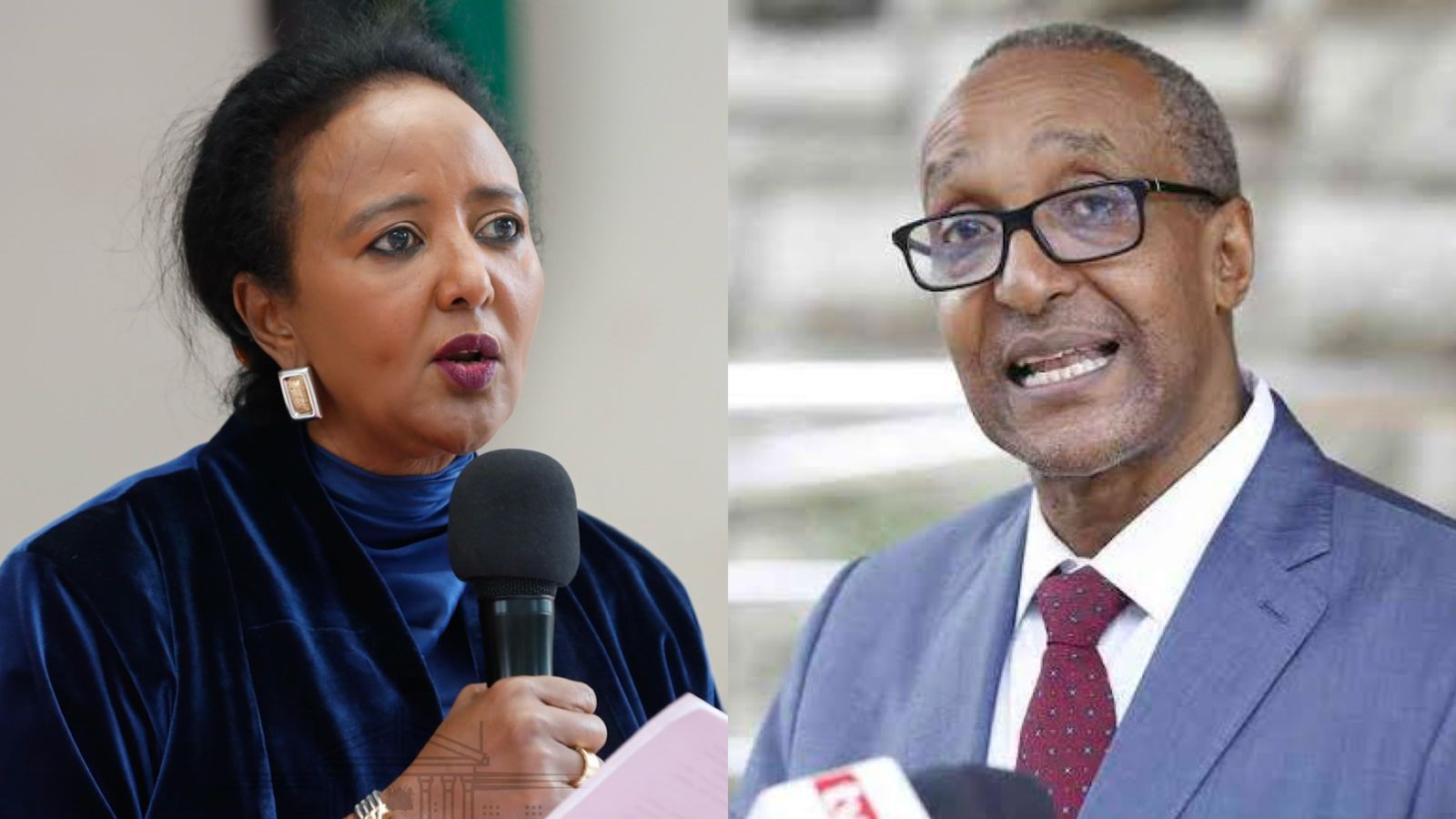 Photo collage of Amina Mohammed and Macharia Kamau