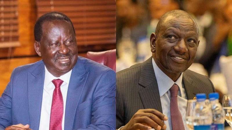 Photo collage of Raila Odinga and William Ruto