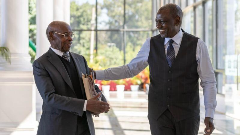 File image of SK Macharia and President William Ruto