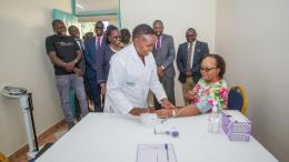 File image of Governor Anne Waiguru during the launch of Kiandai Dispensary