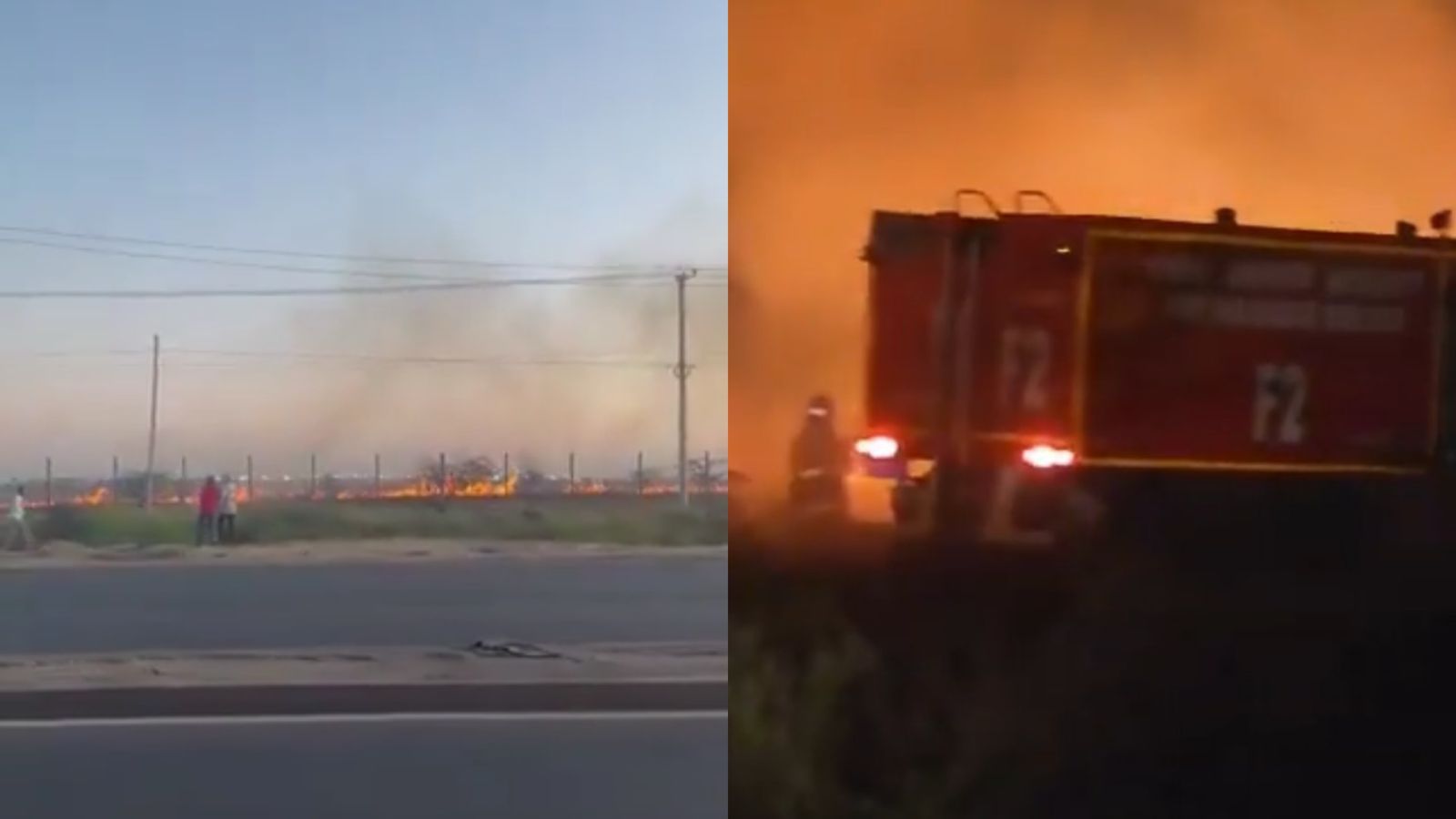 File image of a section of JKIA grassland on fire