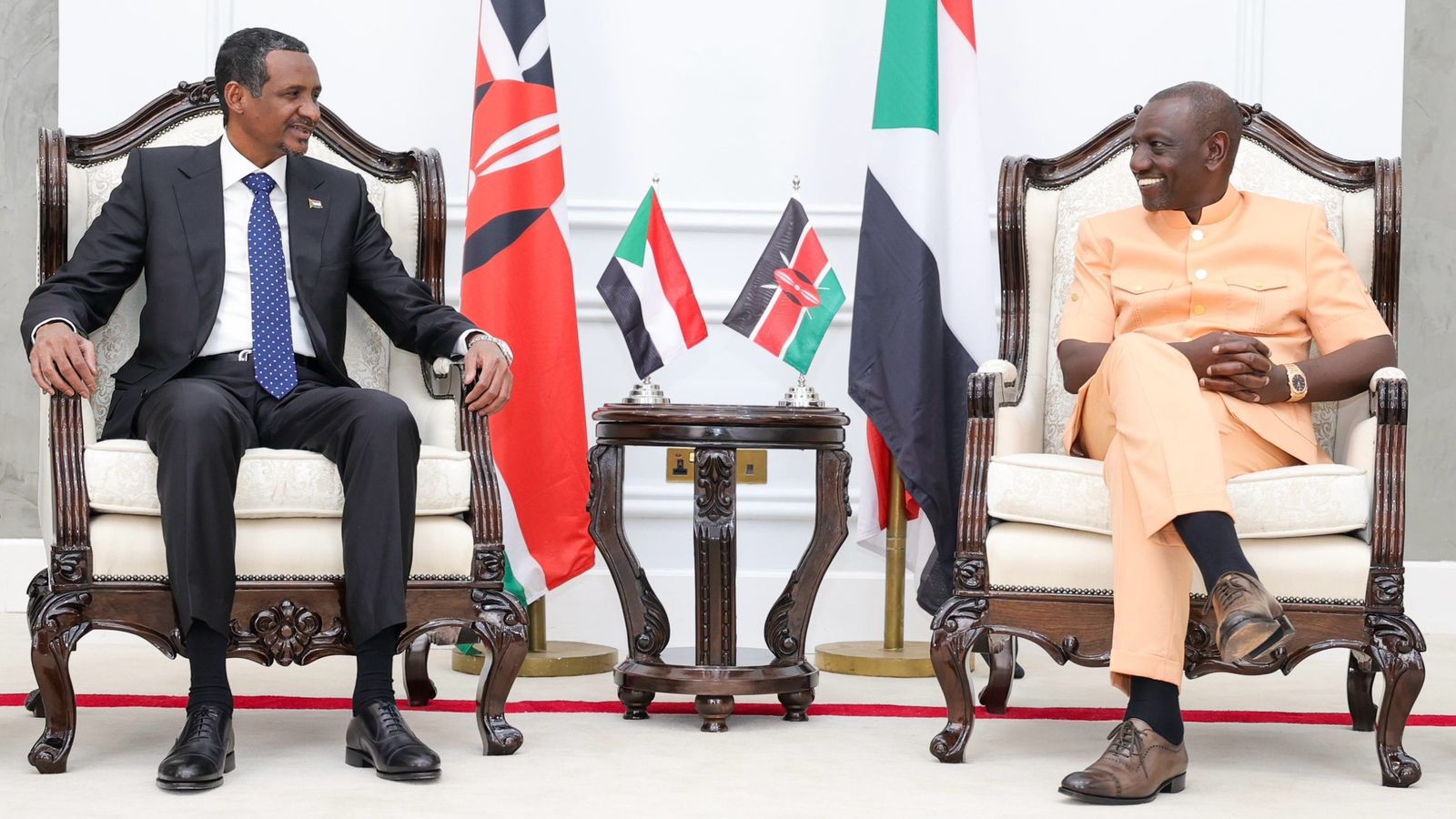 File image of William Ruto and RSF leader Mohamed Hamdan Dagalo