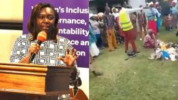File image of FIDA-Kenya Chairperson Christine Kungu and elderly Bomet woman set on fore