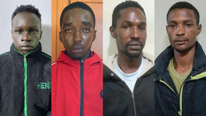 A photo collage of four of the five suspects in Richard Otieno's murder