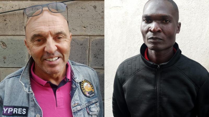A photo collage of two of the five suspects