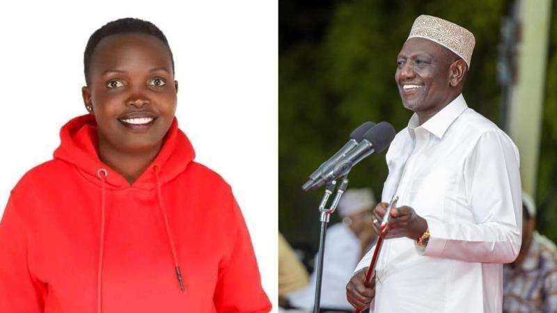 A photo collage of Millicent Jerotich alias Marakwet Daughter and President William Ruto