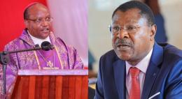 Photo collage of Archbishop Anthony Muheria and Moses Wetangula