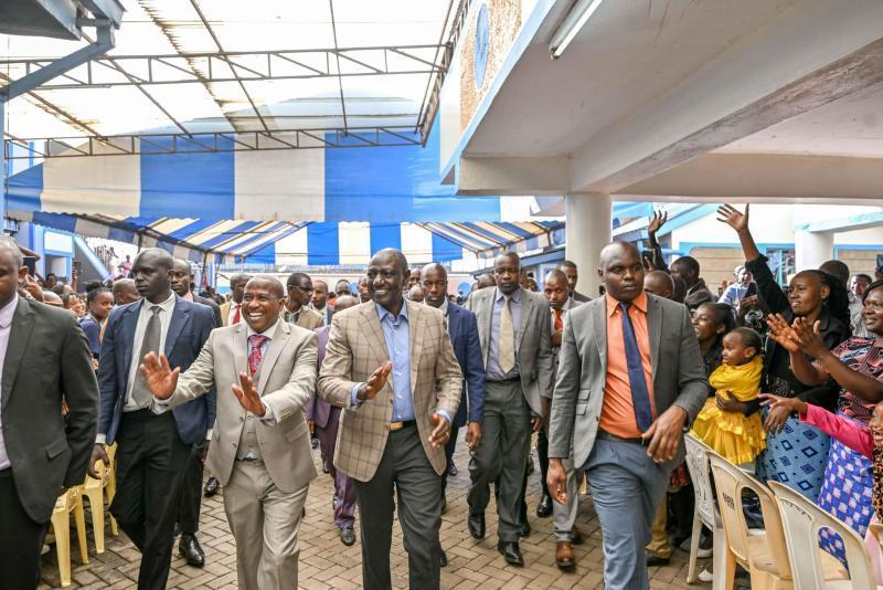 File image of President William Ruto at the Jesus Winner Ministry in Roysambu.