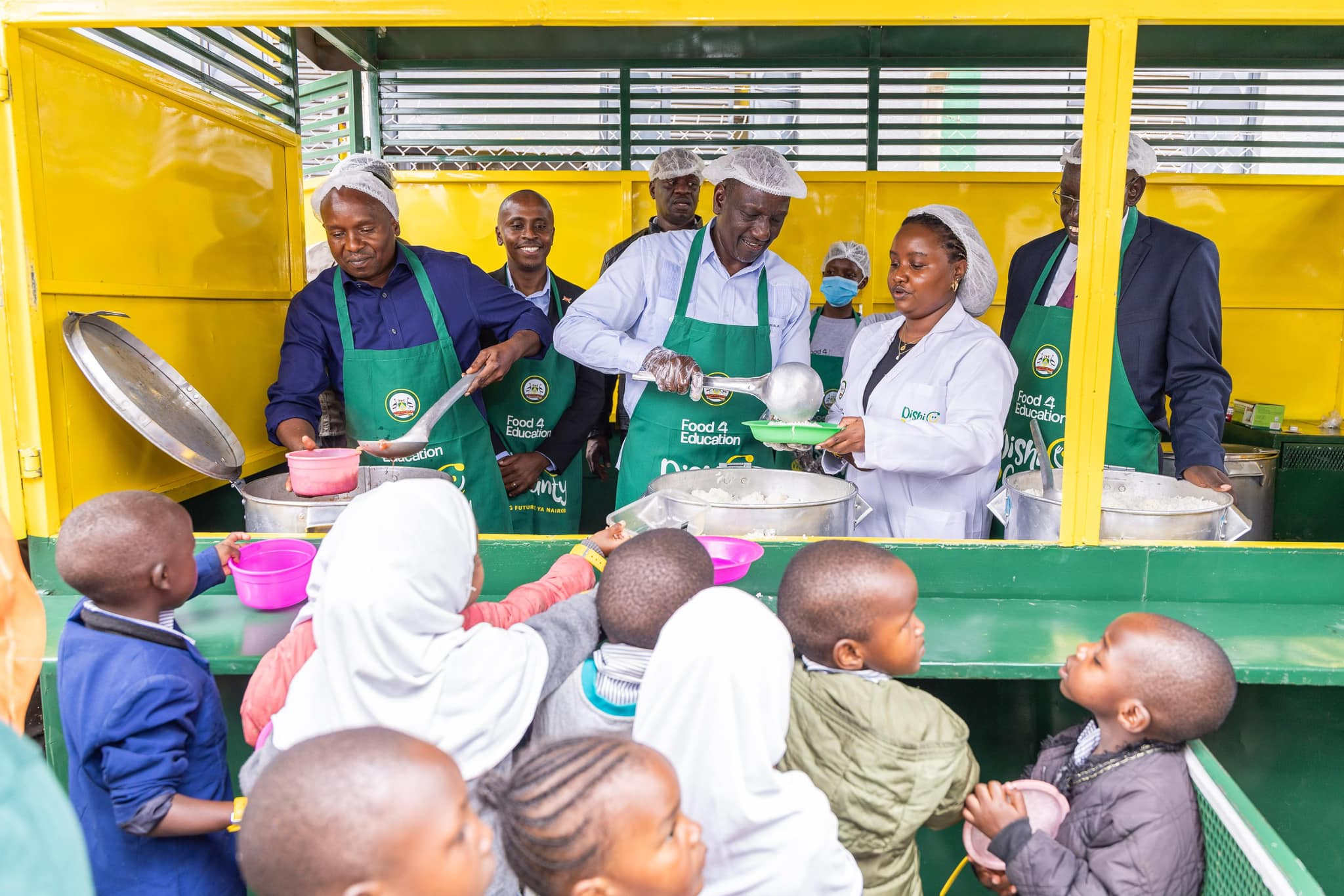 File image of President William Ruto serving Food under Dishi na County program.