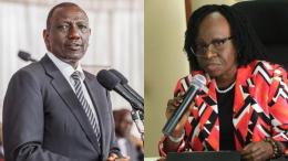 A photo collage of President William Ruto and Auditor General Nancy Gathungu