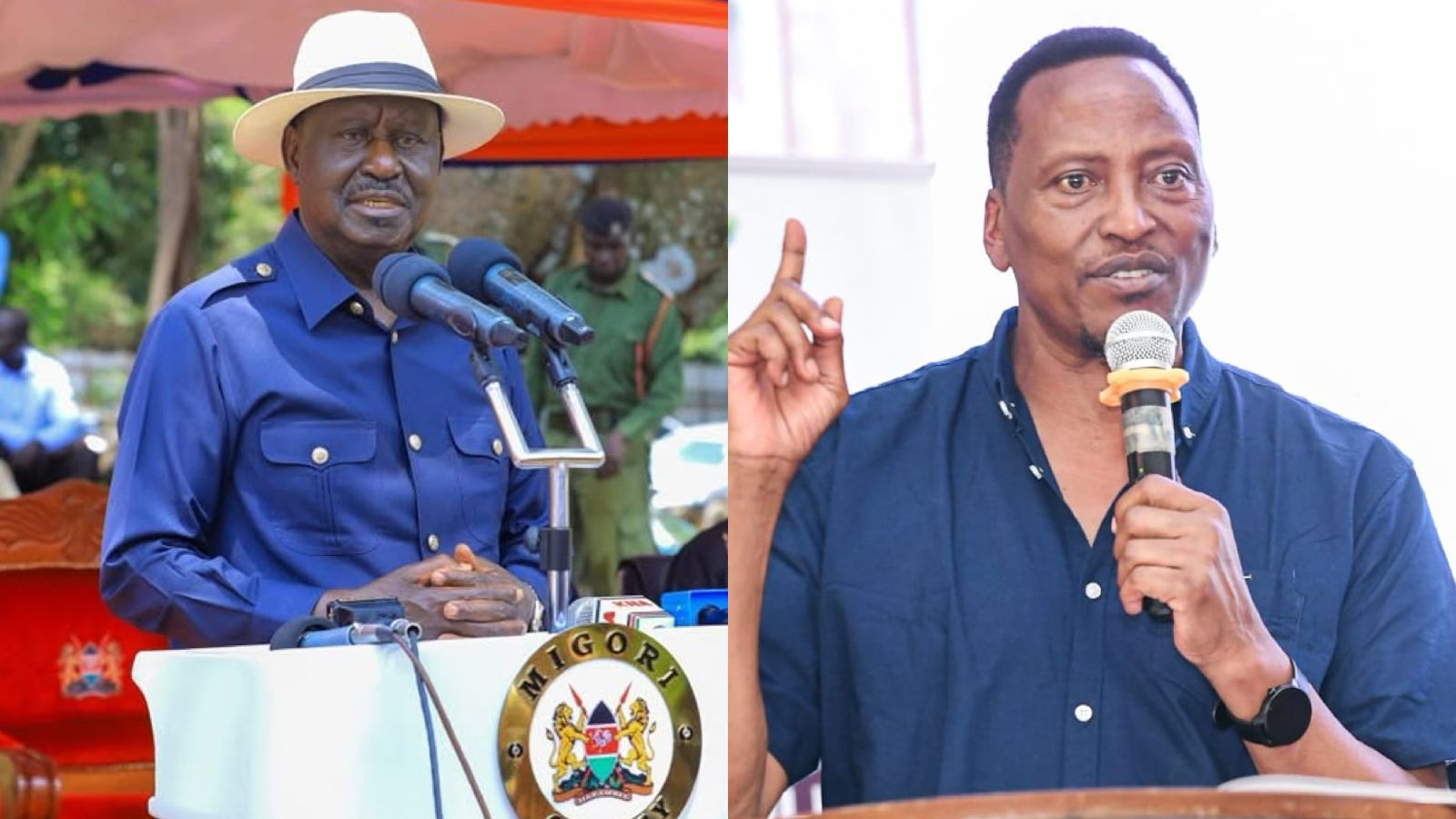 A photo collage of Raila Odinga and Richard Onyonka