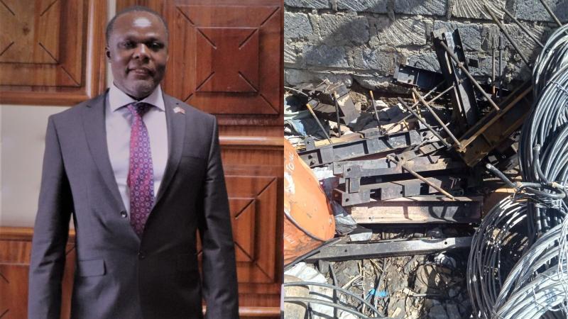 File image of Scrap Metal Council (SMC) CEO Juma Mukhwana and a scrap metal materials