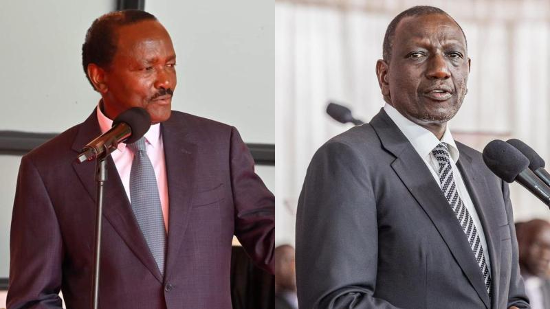 A photo collage of Kalonzo Musyoka and William Ruto