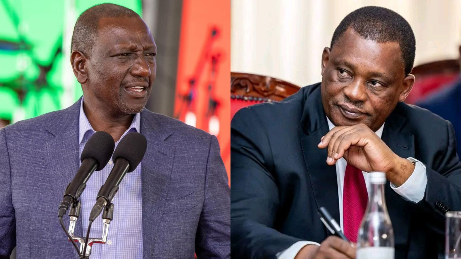 Photo collage of President William Ruto and CS Justin Muturi