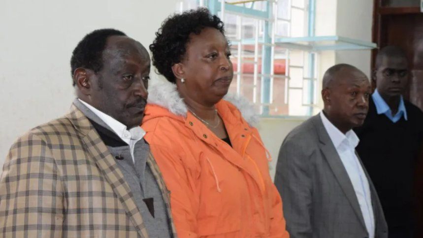 File image of Daniel Waithaka and his co-accused, former CEC Grace Wanjiru Gitonga