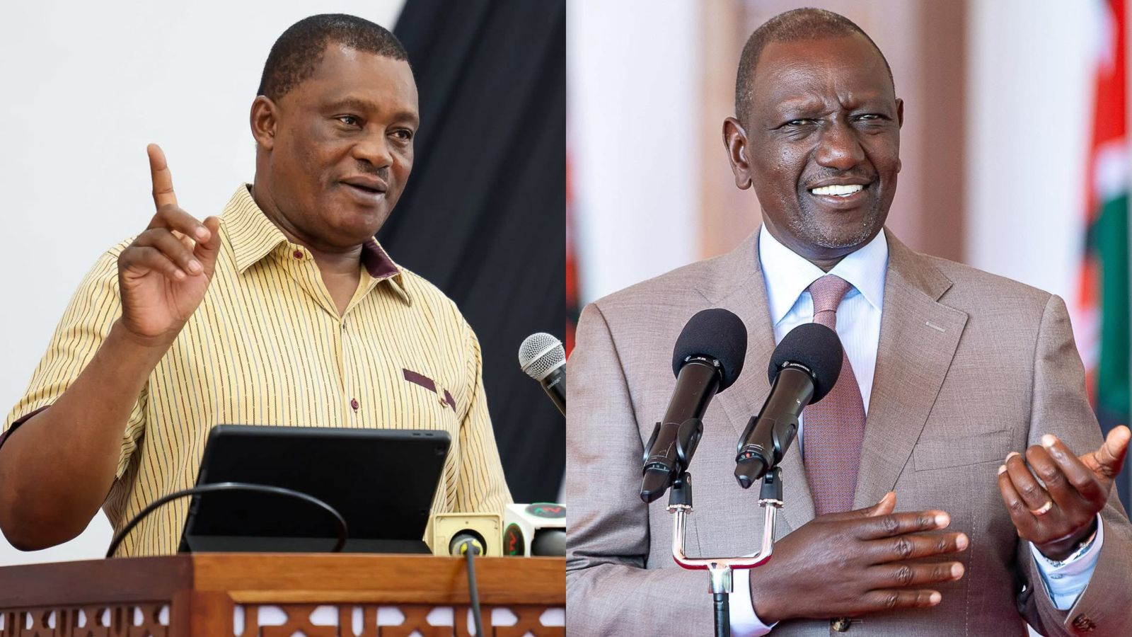 A photo collage of Justin Muturi and President William Ruto