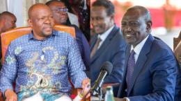 A photo collage of Caleb Amisi and President William Ruto
