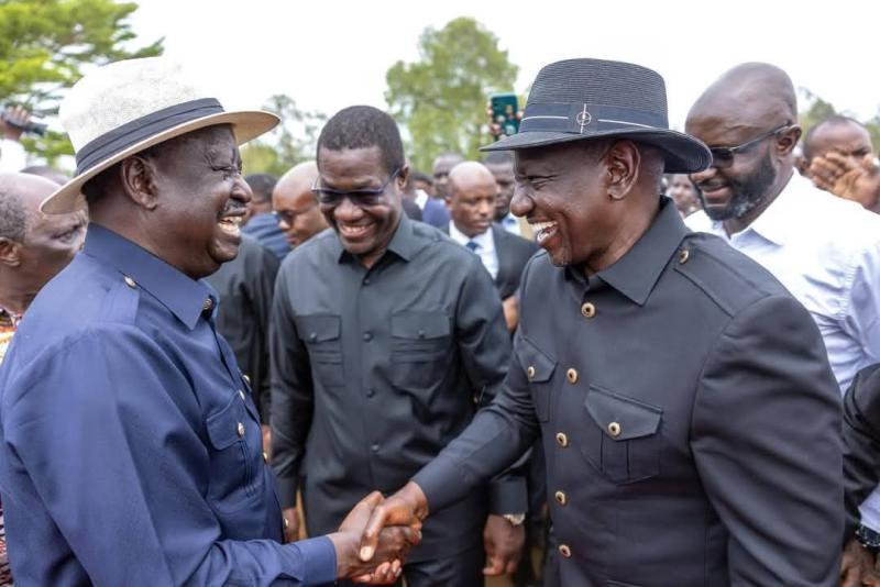President William Ruto with ODM leader Raila Odinga.