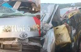 A collage of photo of a Matatu involved in an accident on Wednesday April 2.