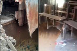 Photocollage of a collapsed septic tank in Mombasa County.