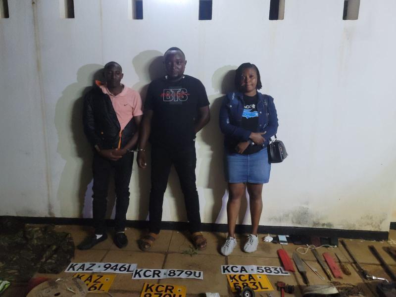 File image of three highway robbers arrested along the Mombasa-Nairobi road.