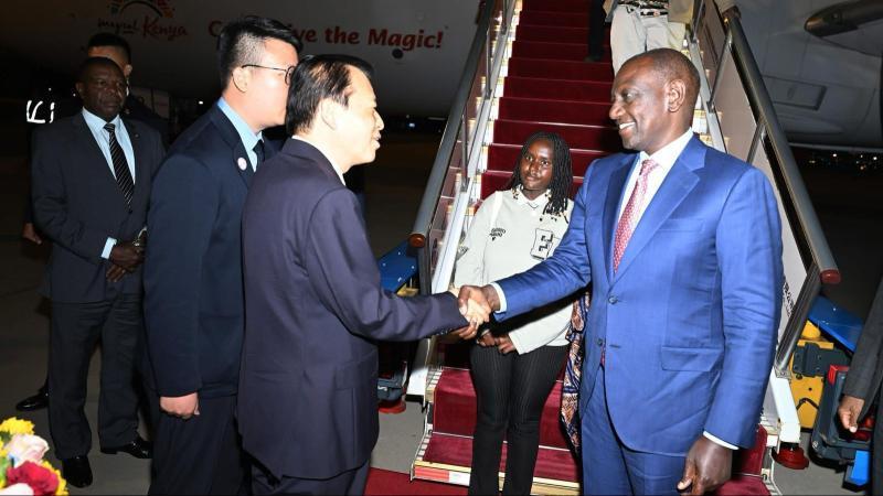 File image of President William Ruto's arrival in China