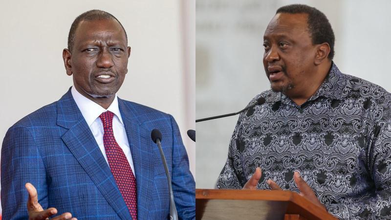 File image of President William Ruto and former President Uhuru Kenyatta