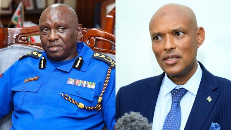 File image of IG of Police Douglas Kanja and DCI boss Mohamed Amin