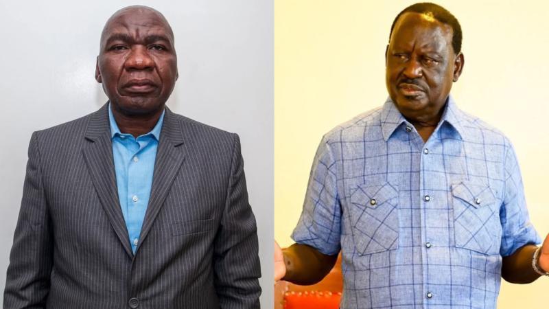 A photo collage of George Oduor and Raila Odinga