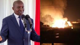 File image of Deputy President Kithure Kindiki and fire at Gikomba market