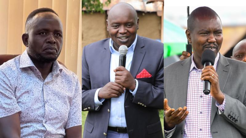 A photo collage of George Natembeya, Samson Cherargei and Jackson Mandago