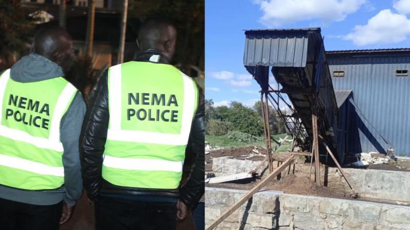 File image of NEMA police and the Naivasha company