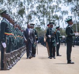File image of President William Ruto inspecting the KPS passout parade.