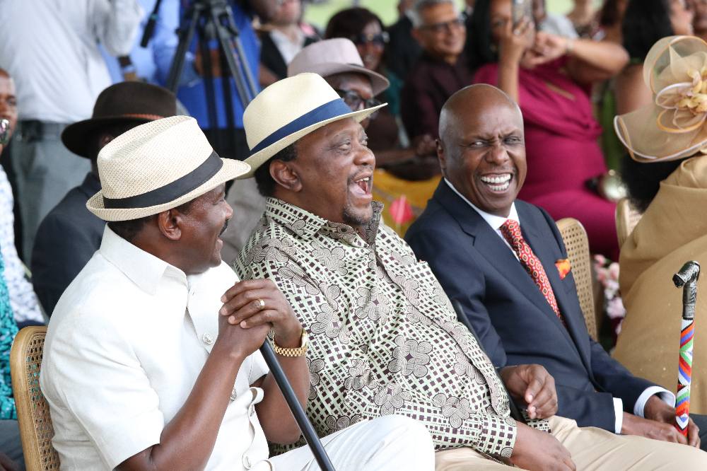 Uhuru Kenyatta and Kalonzo Musyoka attend the wedding of Gideon Moi's son James Kimoi.