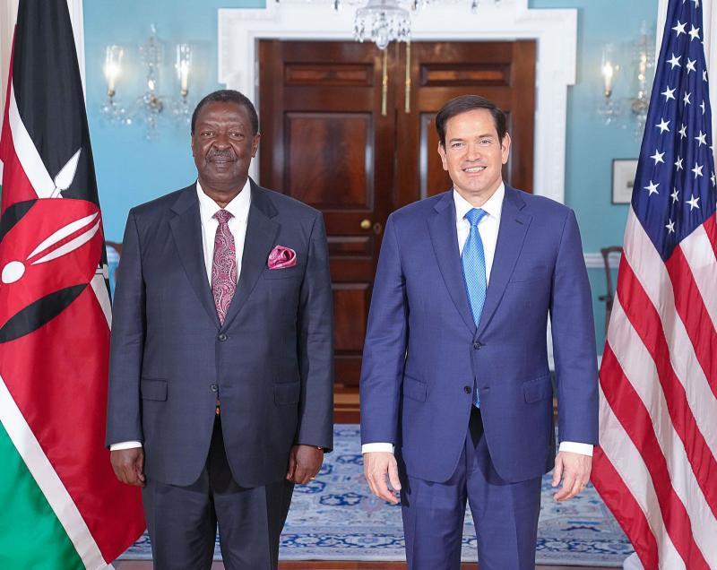 Musalia Mudavadi with US  Secretary of State Marco Rubio.