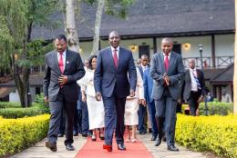 President William Ruto with Deputy President Kithure Kindiki and National Assembly Speaker Moses Wetang'ula.