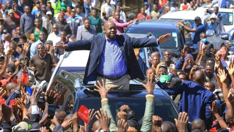 Former Interior CS Fred Matiang'i during his tour of the Gusii region.