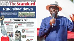 File image of The Standard newspaper and Raila Odinga