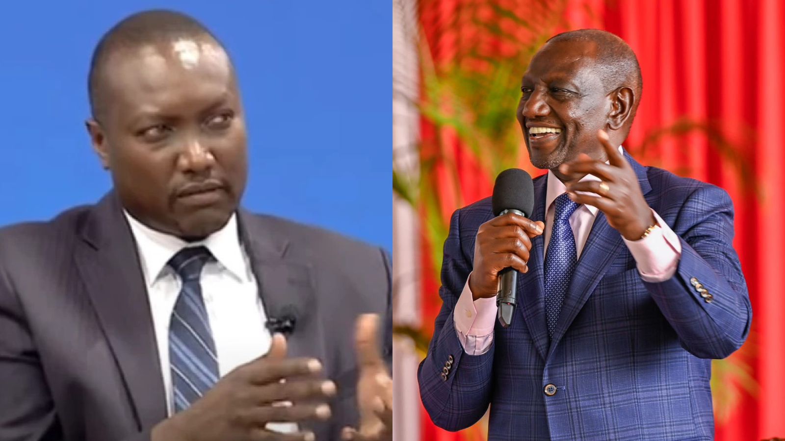 File image of Kathiani MP Robert Mbui and President William Ruto