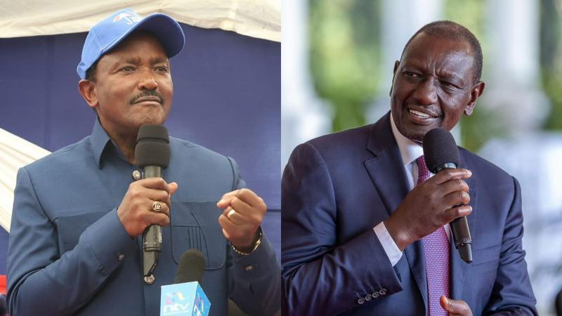 File image of Kalonzo Musyoka and President William Ruto