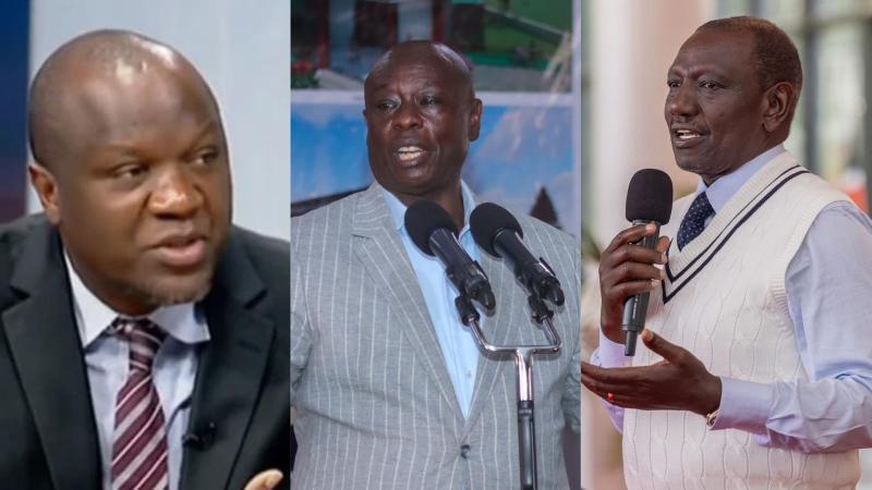A photo collage of Willis Otieno, Rigathi Gachagua and William Ruto