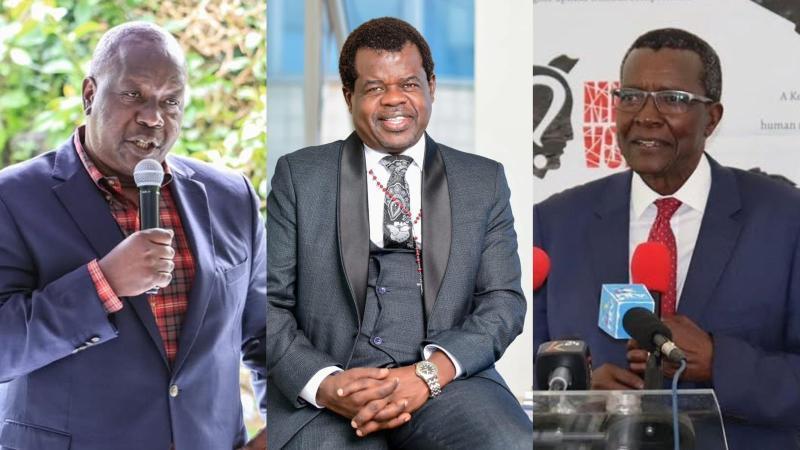 File image of Fred Matiang'i, Okiya Omtatah and David Maraga