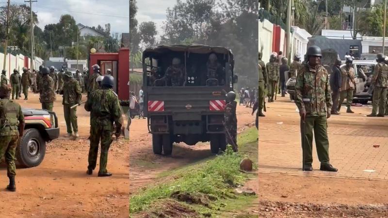File image of officers at George Natembeya's home in Kitale
