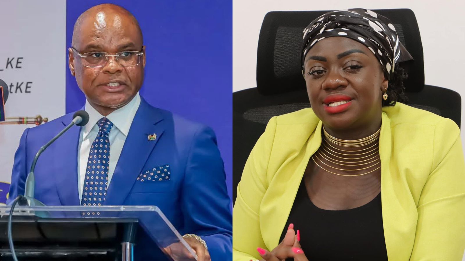 File image of Senate Speaker Amason Kingi and Gloria Orwoba